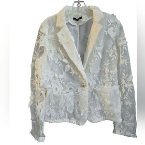Tesoro Moda Elegant Floral Lace Women's Blazer, Medium